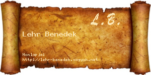 Lehr Benedek névjegykártya