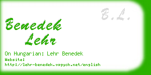 benedek lehr business card